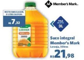 Sam's Club Suco integral Member's Mark Laranja, 3 litros oferta