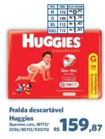 Sam's Club Fralda descartável Huggies Supreme Care oferta