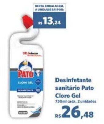 Sam's Club Desinfetante sanitário Pato Cloro Gel 750ml cada, 2 unidades oferta