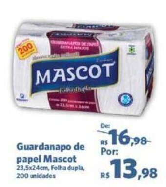 Sam's Club Guardanapo de papel Mascot 23,5x24cm, Folha dupla, 200 unidades oferta