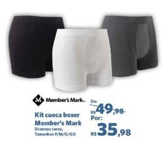 Sam's Club Kit cueca boxer Member's Mark Diversas cores, Tamanhos P/M/G/GG oferta