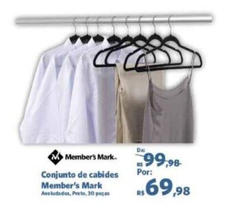 Sam's Club Conjunto de cabides Member's Mark Aveludados, Preto, 30 peças oferta