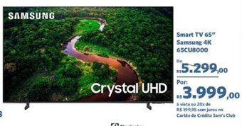 Sam's Club Smart TV 65" Samsung 4K 65CU8000 oferta