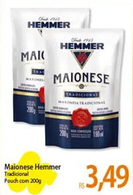 Atacadão Maionese Hemmer Tradicional Pouch com 200g oferta