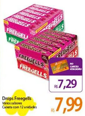 Atacadão Drops Freegells Vários sabores Caixeta com 12 unidades oferta