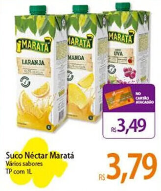 Atacadão Suco Néctar Maratá Vários sabores TP com 1L oferta