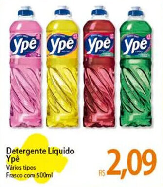 Atacadão Detergente Líquido Ypê Vários tipos Frasco com 500ml oferta