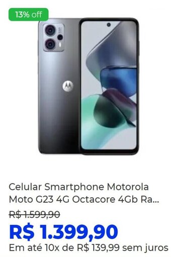 Lojas Havan Celular Smartphone Motorola Moto G23 4G Octacore 4Gb Ra... oferta