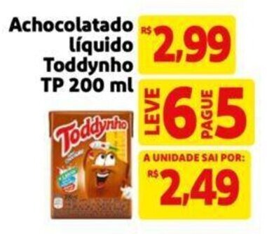 Achocolatado Liquido Toddynho 200ml oferta na Dia