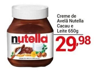 X Supermercados Creme de Avelã Nutella Cacau e Leite 650g oferta