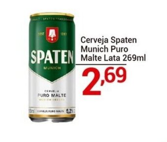 X Supermercados Cerveja Spaten Munich Puro Malte lata 269ml oferta
