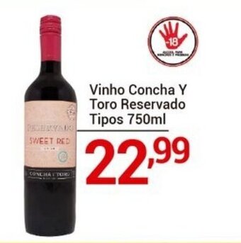 X Supermercados Vinho Concha Y Toro Reservado Tipos 750ml oferta