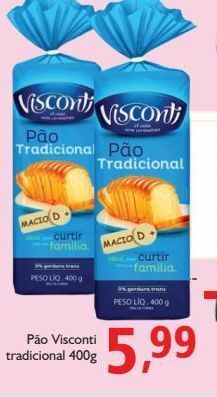 Supermercados ABC Pão visconti tradicional 400g oferta
