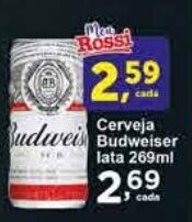 Rossi Supermercado Cerveja Budweiser lata 269ml oferta