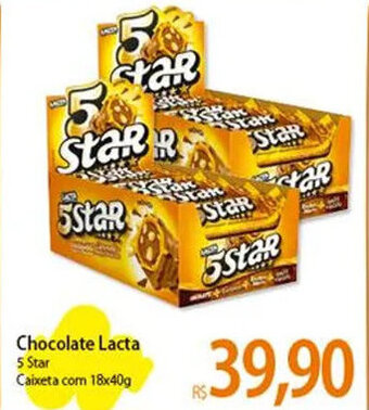 Atacadão Chocolate Lacta 5 Star Caixeta com 18x40g oferta
