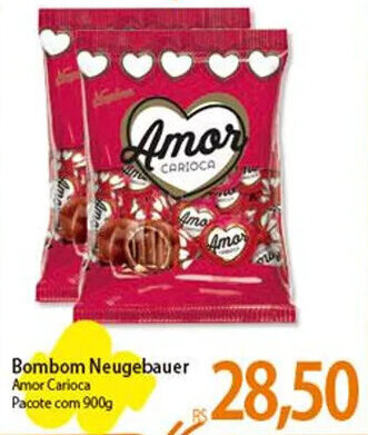 Atacadão Bombom Neugebauer Amor Carioca Pacote com 900g oferta