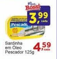 Rossi Supermercado Sardinha em Óleo Pescador 125g oferta