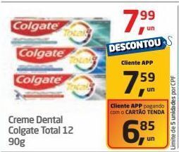 Tenda Atacado Creme dental colgate total 12 90g oferta
