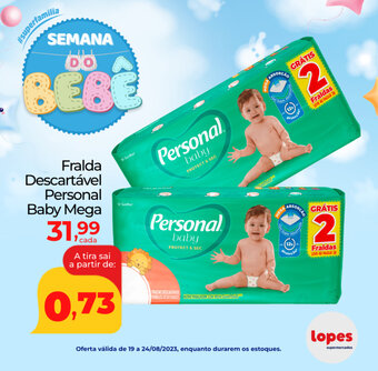 Lopes Supermercados Fralda Descartável Personal Baby Mega oferta