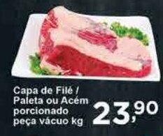 Rossi Supermercado Capa de Filé / Paleta ou Acém porcionado peça vácuo kg oferta