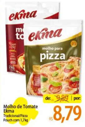 Atacadão Molho de Tomate Ekma Tradicional/Pizza Pouch com 1,7kg oferta