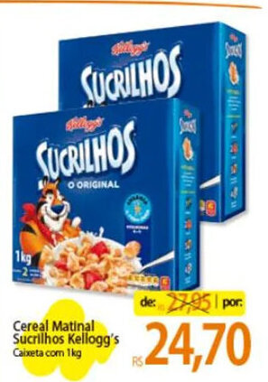 Atacadão Cereal Matinal Sucrilhos Kellogg's Caixeta com 1kg oferta