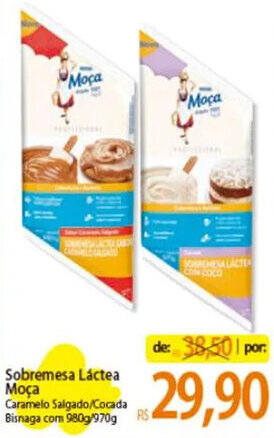 Atacadão Sobremesa Láctea Moça Caramelo Salgado/Cocada Bisnaga com 980g/970g oferta