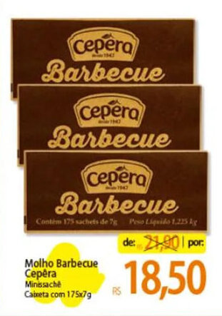 Atacadão Molho Barbecue Cepera Minissache Caixeta com 175x7g oferta