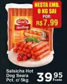 Rossi Supermercado Salsicha Hot Dog Seara Pct. c/ 5kg oferta