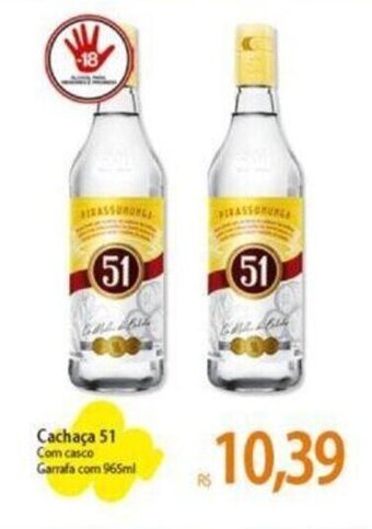 Cachaça 51 Com casco Garrafa com 965ml