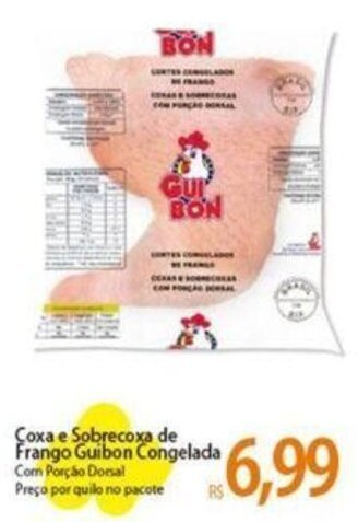 Atacadão Coxa e Sobrecoxa de Frango Guibon Congelada Com Porção Dorsal Preço por quilo no pacote oferta