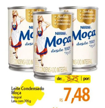Atacadão Leite Condensado Moça Integral Lata com 395g oferta