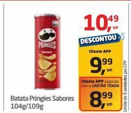 Tenda Atacado Batata pringles sabores 104g/109g oferta