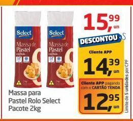 Tenda Atacado Massa para pastel rolo select pacote 2kg oferta