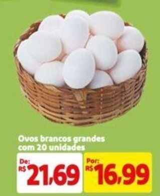 Extra Supermercado Ovos brancos grandes com 20 unidades oferta