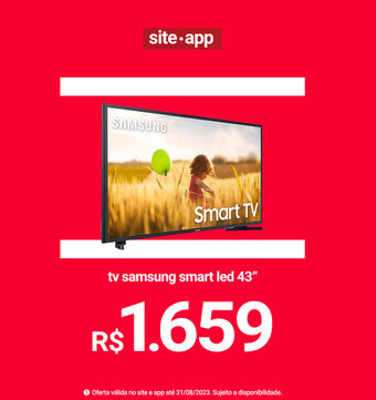 Lojas Americanas tv samsung smart led 43" oferta