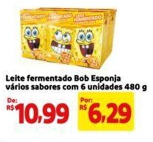 Extra Supermercado Leite fermentado Bob Esponja vários sabores com 6 unidades 480 g oferta