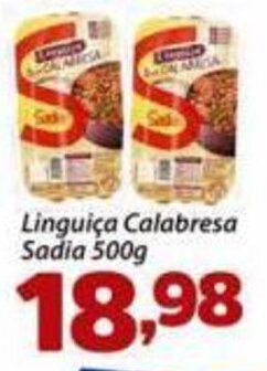 Confiança Supermercados Linguiça Calabresa Sadia 500g oferta