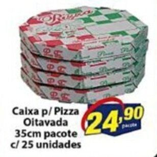 Vencedor Atacadista Caixa p/ Pizza Oitavada 35cm pacote c/ 25 unidades oferta