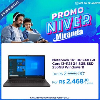 Notebook 14" HP 240 G8 Core i3-1125G4 8GB SSD 256GB Windows 11