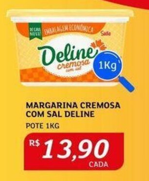 Assaí Atacadista MARGARINA CREMOSA COM SAL DELINE POTE 1KG oferta
