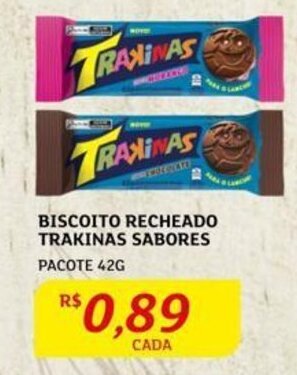 Assaí Atacadista BISCOITO RECHEADO TRAKINAS SABORES PACOTE 42G oferta
