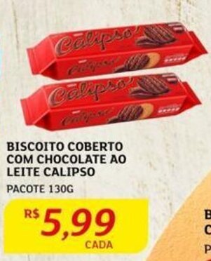 Assaí Atacadista BISCOITO COBERTO COM CHOCOLATE AO LEITE CALIPSO PACOTE 130G oferta