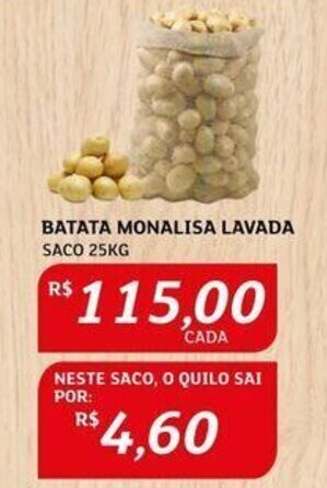 Assaí Atacadista BATATA MONALISA LAVADA SACO 25KG oferta