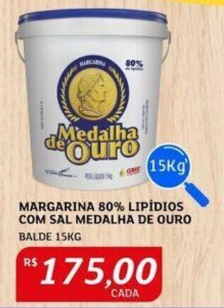 Assaí Atacadista MARGARINA 80% LIPÍDIOS COM SAL MEDALHA DE OURO BALDE 15KG oferta