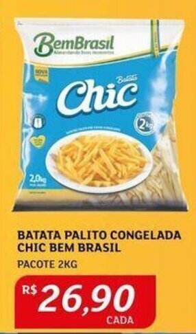BATATA PALITO CONGELADA CHIC BEM BRASIL PACOTE 2KG