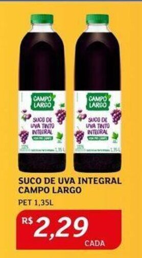 Assaí Atacadista SUCO DE UVA INTEGRAL CAMPO LARGO PET 1,35L oferta