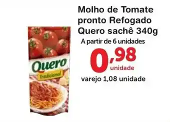 Roldão Molho de Tomate proto Refogado Quero sache 340g oferta