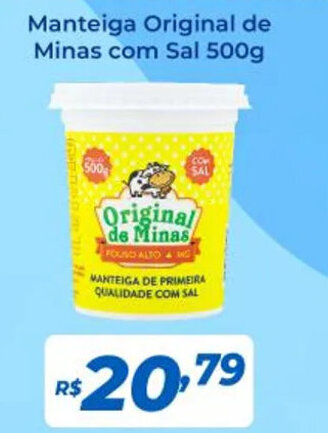 Manteiga Original de Minas com Sal 500g