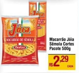 Macarrão Jóia Sêmola Cortes Pacote 500g